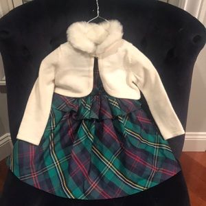 Janie and Jack Christmas Dress and sweater 18-24m